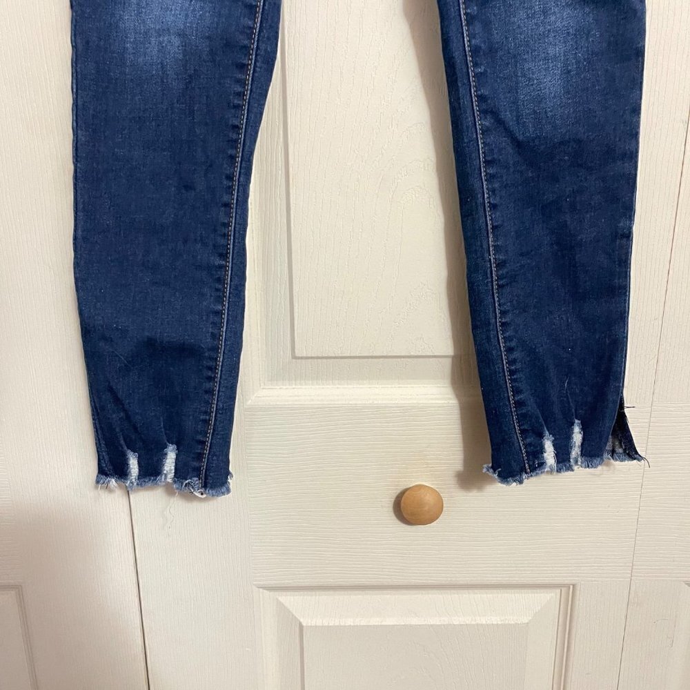 Joes Jeans Kids Girls Dark Wash Distressed Raw Hem Stretch Slim Jeans Size 12 - Picture 5 of 11